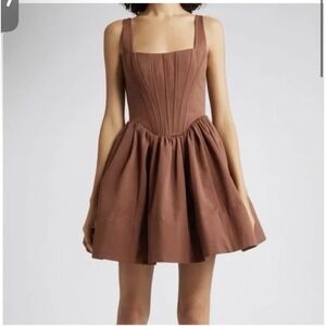 STAUD Landscape Cotton Blend Dress In Clove Brown Size 4